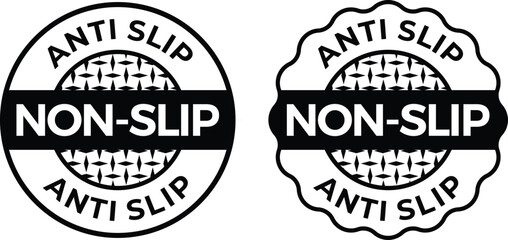 Two Black Anti Slip and Non Slip Vector Badges with Textured Background