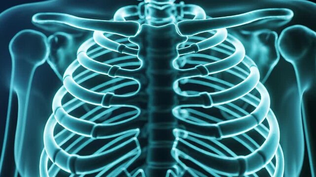Radiant rib cage anatomical model visualization for medical use