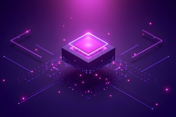 Glowing Digital Core with Circuitry Overlay