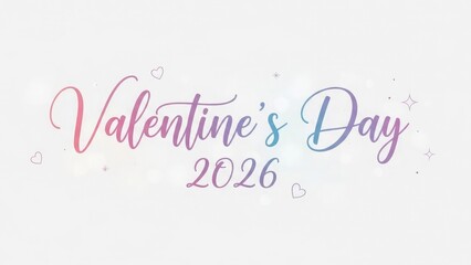 Valentines Day 2026 script text with hearts and sparkles
