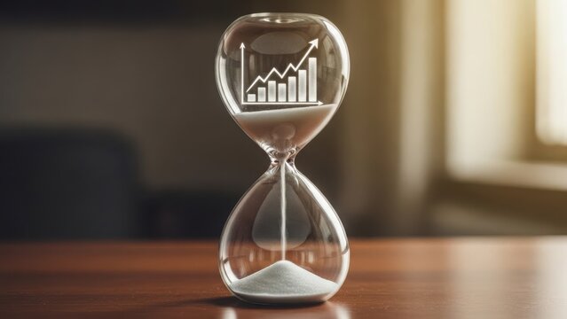 Hourglass time management business deadline concept with focus on time