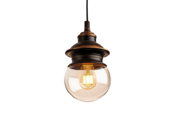 Classic Hanging Light Lamp Isolated on Transparent Background 