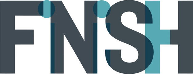 A modern typography logo design featuring the letters fnsh in dark gray and light blue colors on a white background