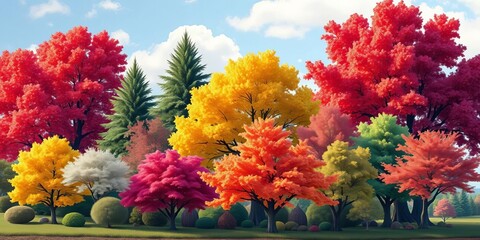 Collection of diverse trees in a vector format, icon, design