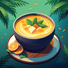 Bowl of Creamy Soup with Tropical Accents