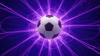 Fototapeta premium Vibrant soccer ball with energy lines
