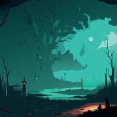 Dark fantasy swamp landscape 