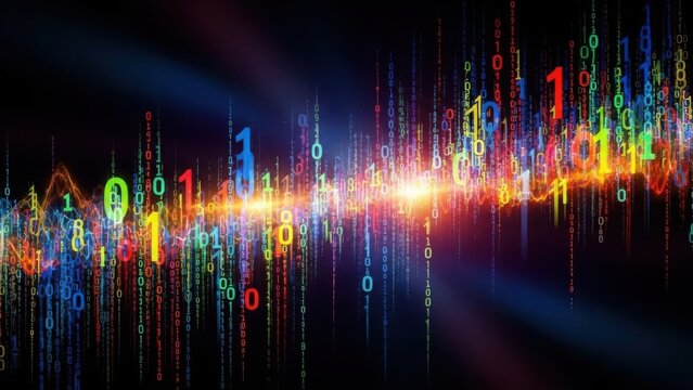 Vibrant digital matrix with colorful numbers - Powered by Adobe