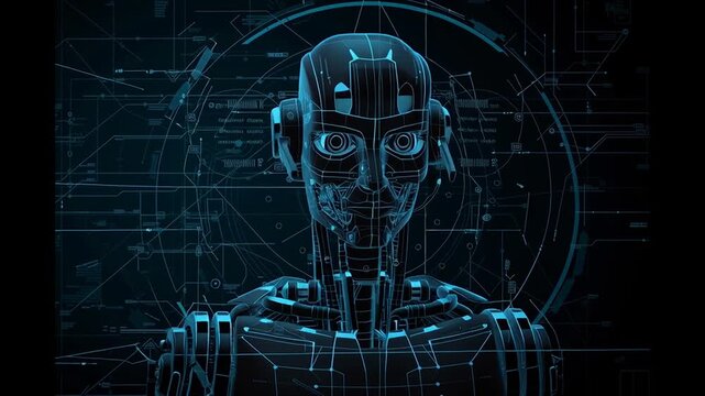 human head with binary code background