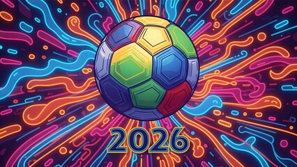 Celebrating 2026 world cup with a vibrant soccer ball