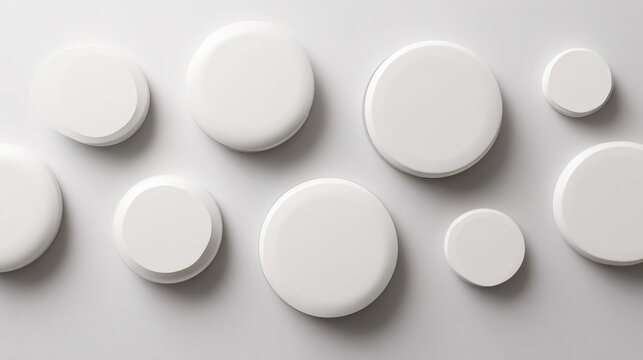 modern and sleek white digital buttons and geometric shapes displayed on a minimalist backdrop - Powered by Adobe