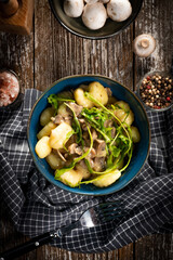 Gnocchi with mushroom sauce.