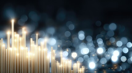 The illustration showcases a dynamic stock market background featuring financial charts and bar graphs, symbolizing business growth