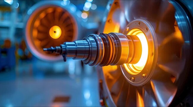 Eddy Current Aerospace Testing: Eddy current probe testing jet engine component
