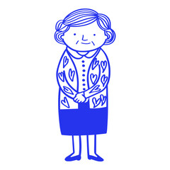 Elderly Woman Doodle Illustration