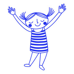 Girl with Arms Raised Doodle Illustration
