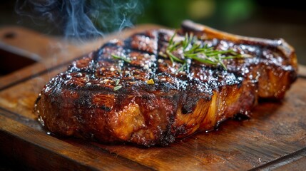 Entrecot a la barbacoa, cocina con parrilla al fuego