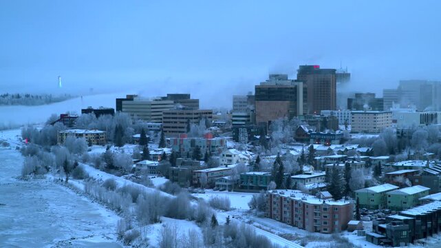 Downtown Anchorage Alaska in Winter