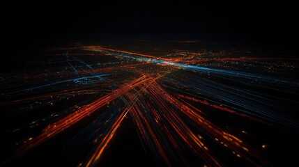 a futuristic digital network with streams of data and vibrant neon lights