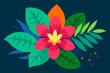 Vibrant Tropical Bloom Nestled Among Greenery