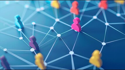 abstract professional business team people innovation connection of line from nail node to node on map background , networking concept	 - Powered by Adobe