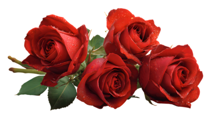 A bouquet of red roses on transparent background