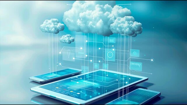 cloud computing technology	innovative cyber security network, using interconnected nodes to represent business partnerships on the Smart digital Innovation city with connection network 