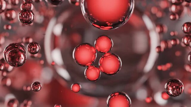 Abstract Red Bubbles Macro Photography with Bokeh Effect.