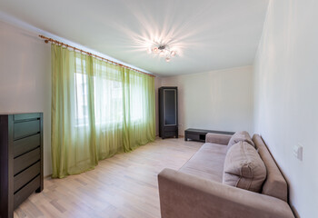 Minimalist Living Room With Gray Couch and Modern Decor Elements