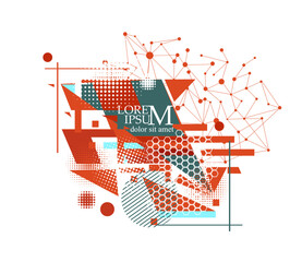Abstraction of geometric elements. Hand drawn. Not AI, vector illustration.