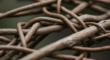 A close-up view of intertwined brown branches