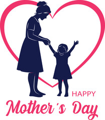 Happy mother's day silhouette of mother and child