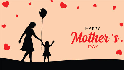 Happy mother's day silhouette of mother and child