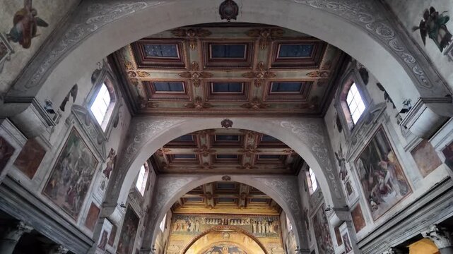 Interior of Santa Prisca Church in Rome, Italy