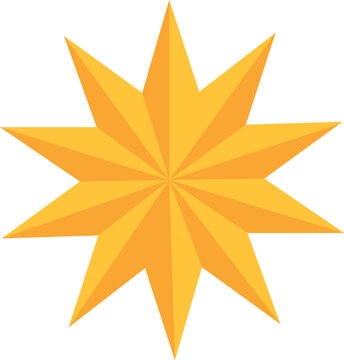 Nine pointed star with gradient effect shining brightly on a plain white background
