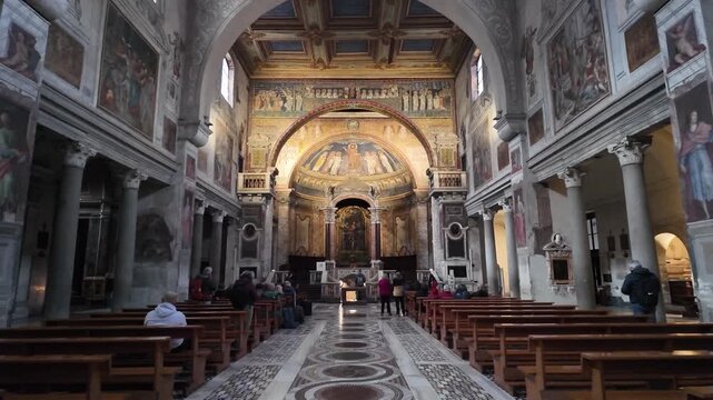 Interior of Santa Prisca church in Rome, Italy