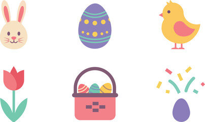 Easter themed colorful cartoon illustrations