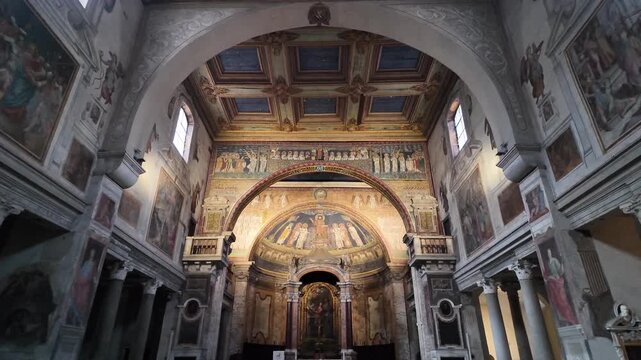 Interior of Santa Prisca Church in Rome, Italy