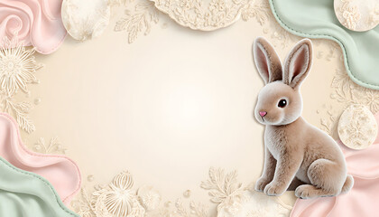 Highly detailed Easter-themed background centered on Easter bunny  