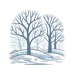 Winter Forest with Bare Trees Design