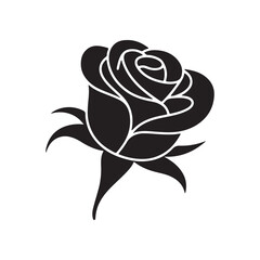 Minimal Black Rose Flower &ndash; Elegant Floral Silhouette Vector