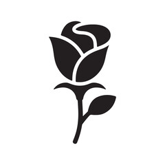 Minimal Black Rose Bud Icon &ndash; Elegant Floral Silhouette Vector