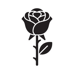 Minimal Black Rose Icon &ndash; Elegant Floral Silhouette Vector