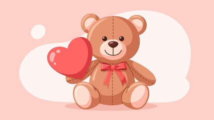 Cute Cartoon Teddy Bear Holding Heart 2.