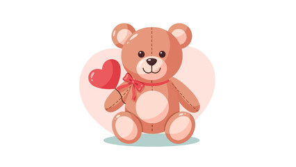 Cute Cartoon Teddy Bear Holding Heart 1.