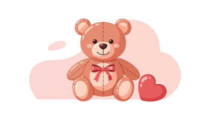 Cute Cartoon Teddy Bear with Heart 1.