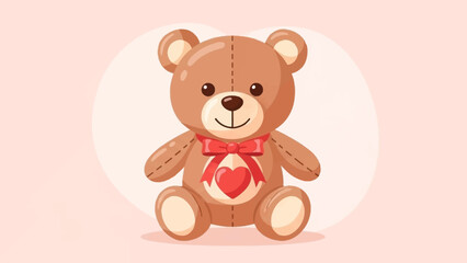Cute Cartoon Teddy Bear with Heart 3.