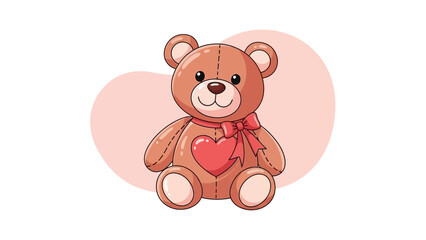 Cute Cartoon Teddy Bear with Heart 5.