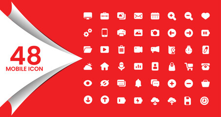 48 Essential Mobile Application and UI Icons Set