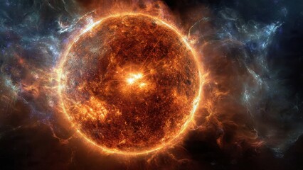 Fiery Sun-like Star Erupting with Plasma and Coronal Mass Ejection in Deep Space Nebula Background